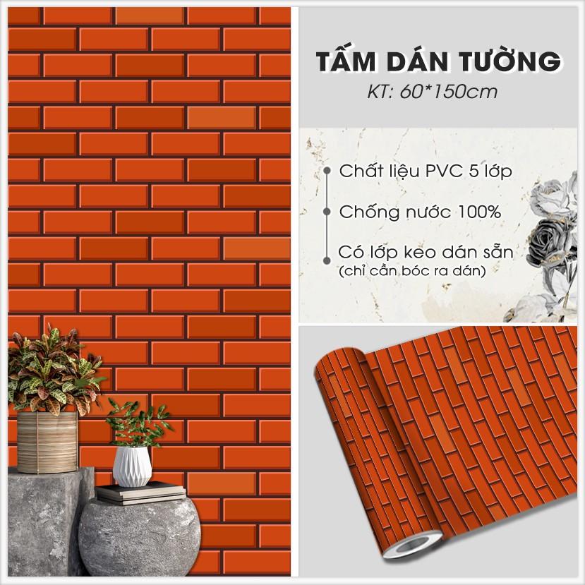 Giấy Dán Tường Giả Gạch Màu Ngói Mã | Decal Dán Tường Trang Chí Chất Liệu Decal Dán Dễ Chùi Rửa Chống Nấm Mốc Bámẩn