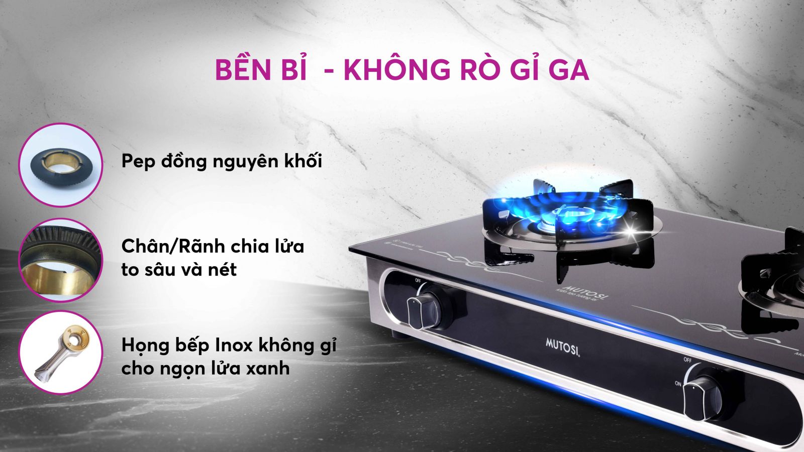 Bếp ga dương Mutosi MG-66M - Công nghệ nhật bản - Hàng chính hãng