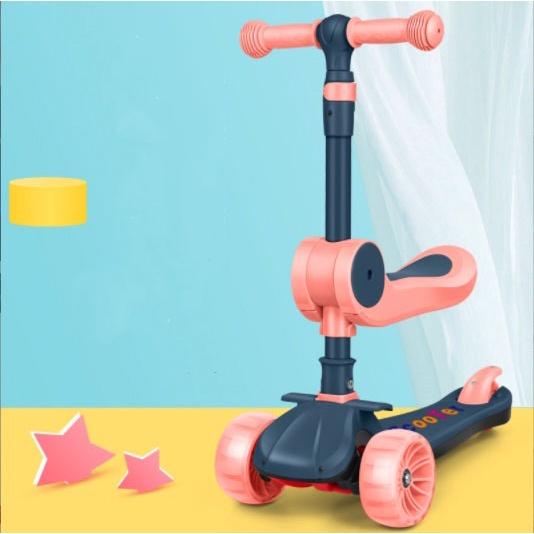 Xe Trượt Scooter Bánh Xe đèn led KickBoard Light&amp;Music EuroQ có thể xếp gọn