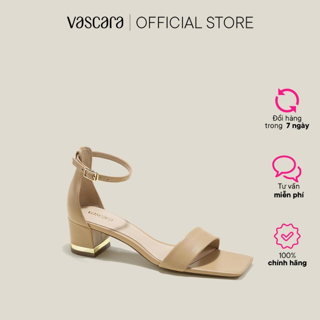 Vascara Giày Sandal Mũi Vuông Nhấn Gót Si Kim Loại - SDN 0770