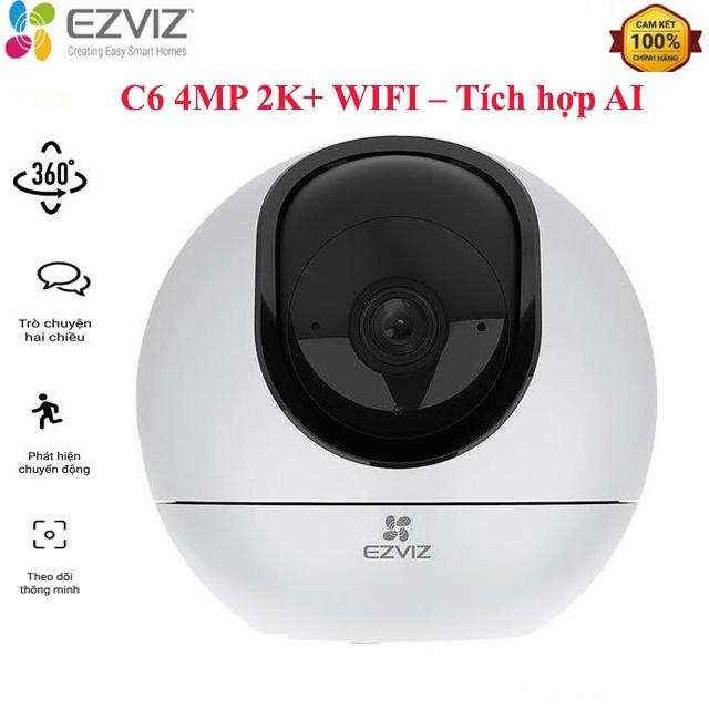 Camera Wifi Ezviz C6 4Mp (2K+) tích hợp AI, quay 360 độ, đàm thoại 02 chiều, phát hiện người, động vật-Hàng Chính Hãng