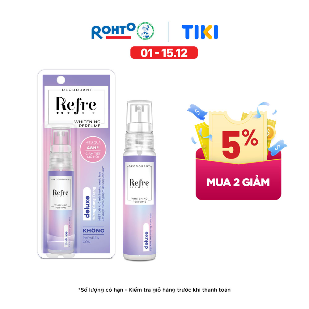 Xịt Khử Mùi Dưỡng Trắng Hương Nước Hoa Refre Whitening Deluxe Hương Sang Trọng (30ml)