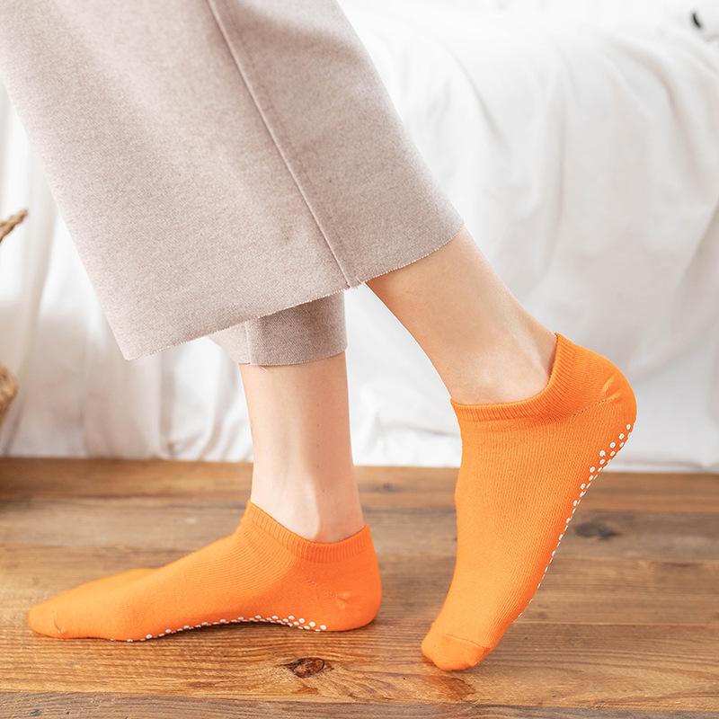 Phụ nữ chống trượt Trampoline Yoga Sock cotton Bông ngắn Khăn đàn hồi thể thao Cô gái thể thao bên ngoài vớ thể thao EU33-39 Color: BLUE