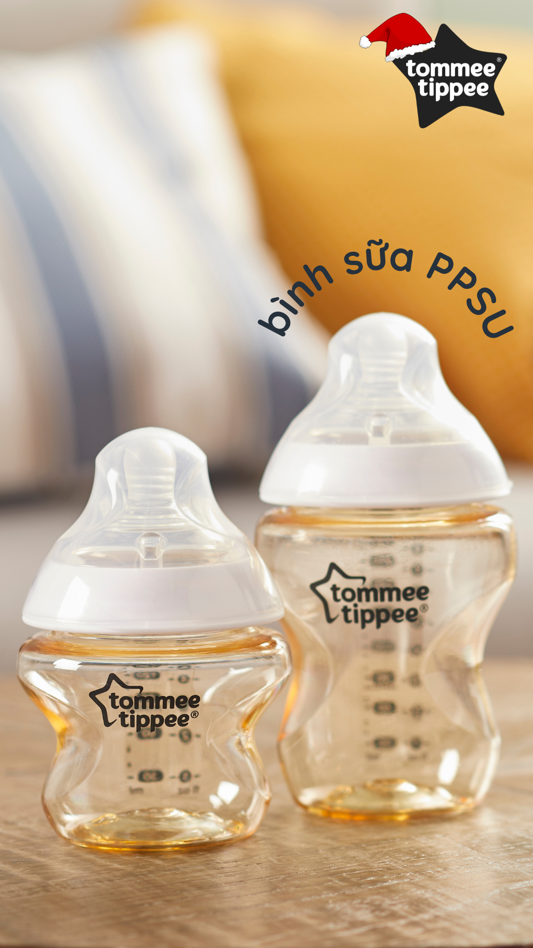 COMBO 2 Bình sữa PPSU ty siêu mềm tự nhiên Tommee Tippee Closer to Nature 150ml &amp; 260ml