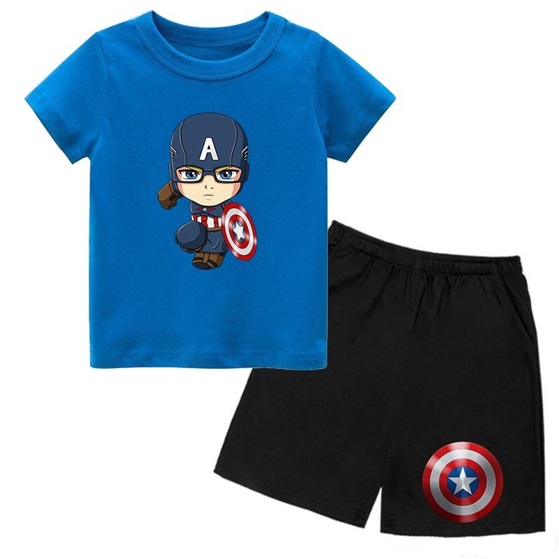 Áo Quần trẻ em ( Combo 4 Bộ ) đội trưởng mỹ chibi siêu cool , King Cotton