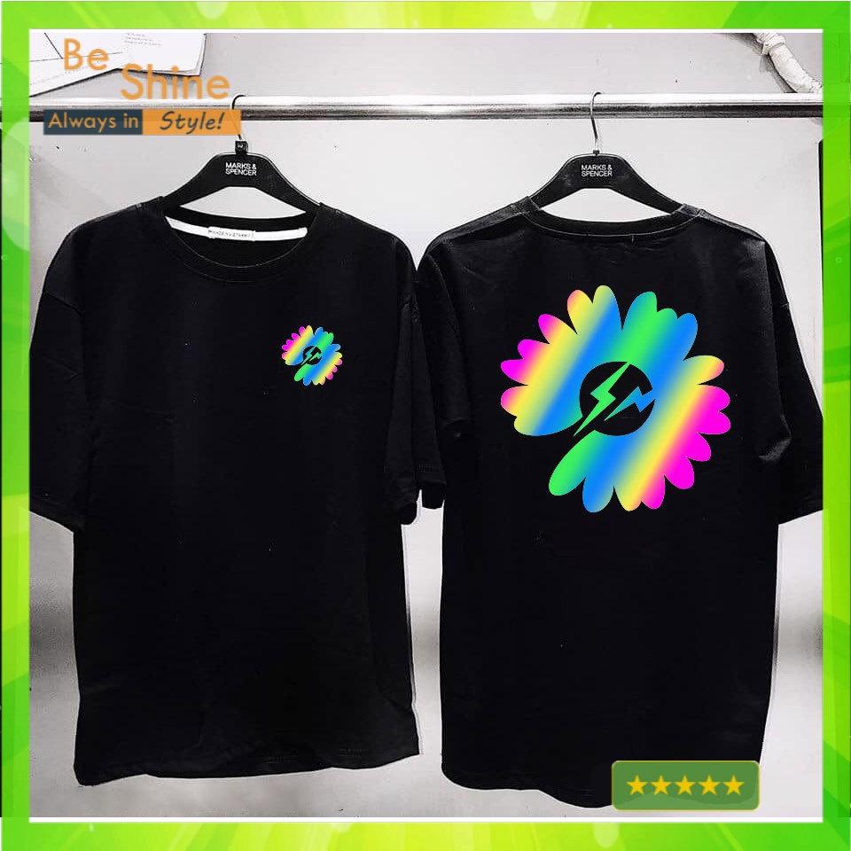 Áo Thun Unisex Form Rộng Hoa Cúc sấm sét Phản Quang 7 Màu , Áo Phông Cotton Cổ Tròn Tay Ngắn Thời Trang Nam Nữ
