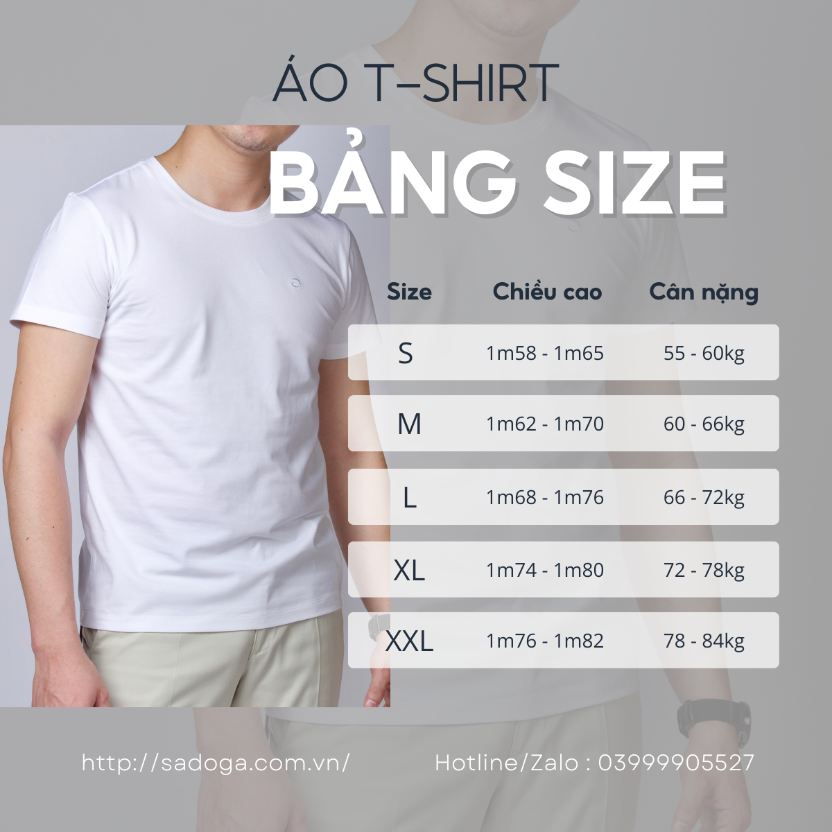 Áo thun nam trắng basic vải cotton thoáng mát