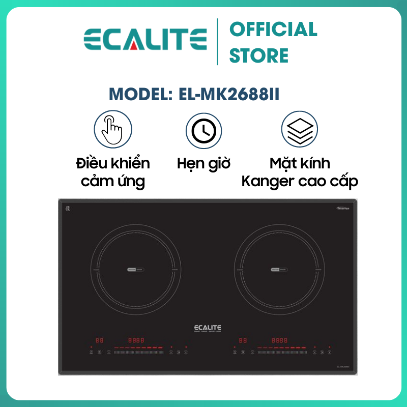 Bếp Từ 2 Vùng Nấu Ecalite EL-MK2688II Inverter - 9 Mức Công Suất - Điều Khiển Cảm Ứng - Hàng Chính Hãng