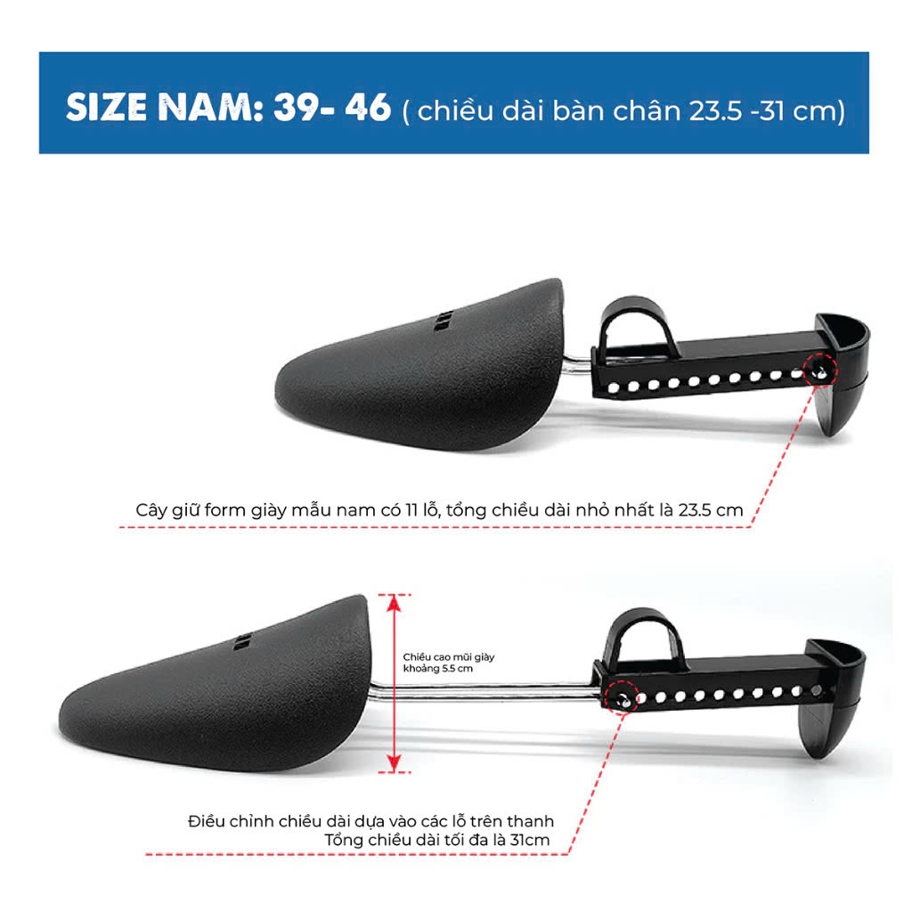 Cặp Cây Giữ Form Giày CGFG01 Shoe Tree Tùy Chỉnh Size Nam (39-45)