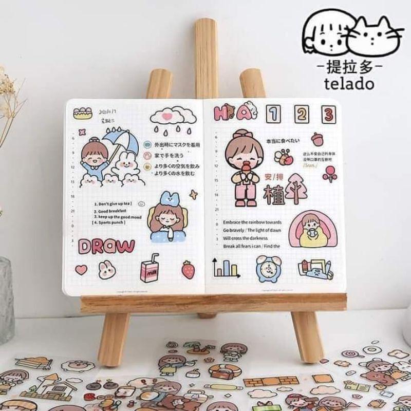 BỘ 1000 STICKER HÃNG TELADO CÔ GÁI VÀ BÉ THỎ