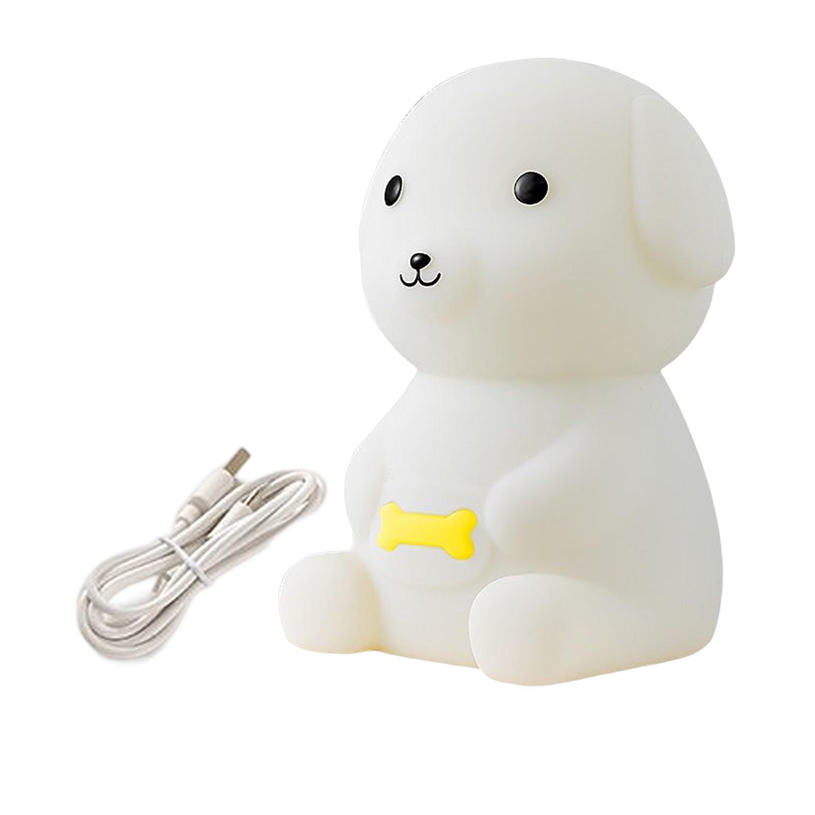 Cartoon Silicone Puppy Night Light Bedside USB Rechargeable for Kids Bedroom