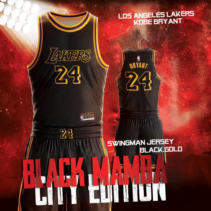 Bộ quần áo NBA Jersey Los Angeles Lakers - Kobe Đen