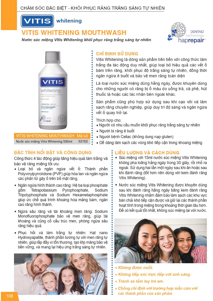 Kem Đánh Răng Vitis Whitening 100ml – Trắng Răng Tự Nhiên, Không Ê Buốt - Nhập Khẩu Tây Ban Nha