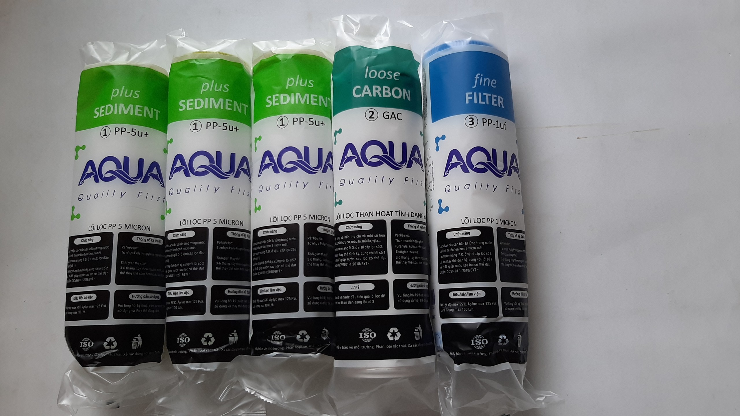 COMBO 5 LÕI LỌC AQUA CAO CẤP ,GỒM 3 SỐ 1,1 SỐ 2 , 1 SỐ 3 DÙNG CHO 9 THÁNG