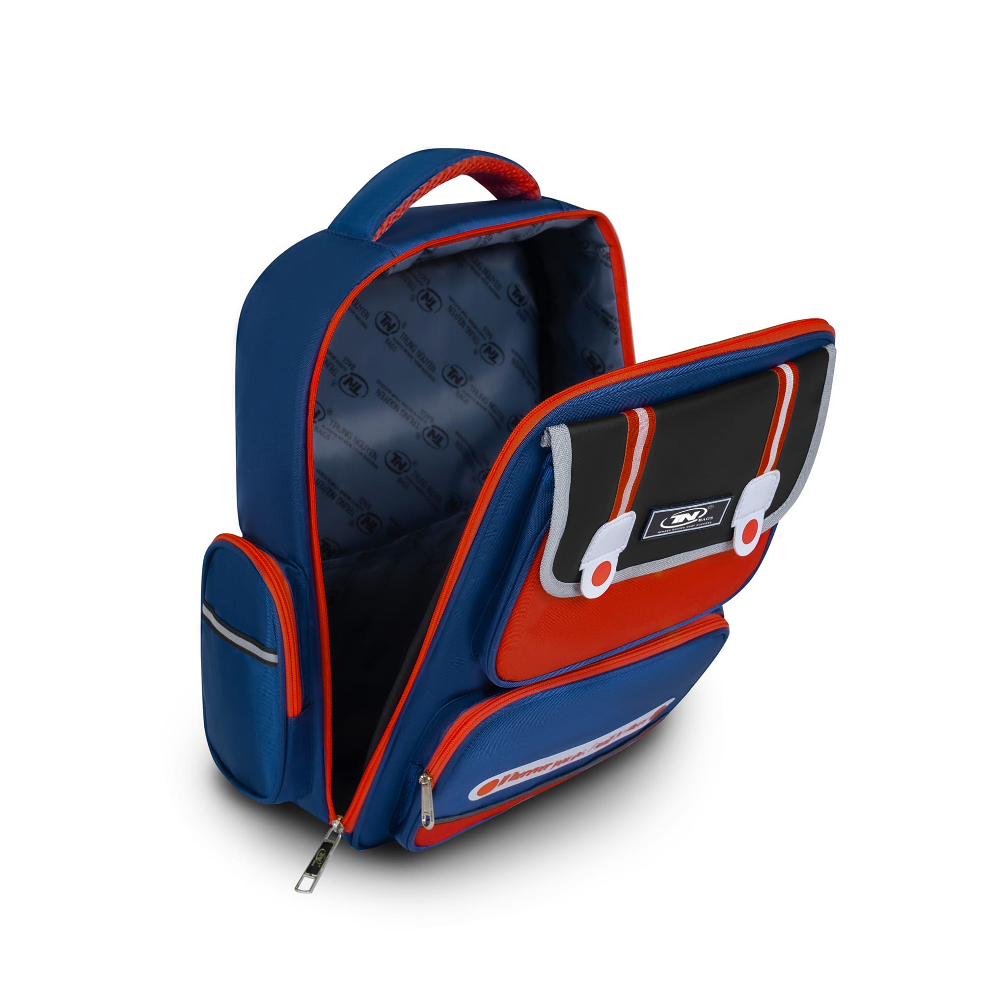 Balo học sinh cao cấp, chống nước TNbags Smart Red – Balo học sinh tiểu học nhiều ngăn mở 180 độ, đỏ xanh cá tính TN.B3110