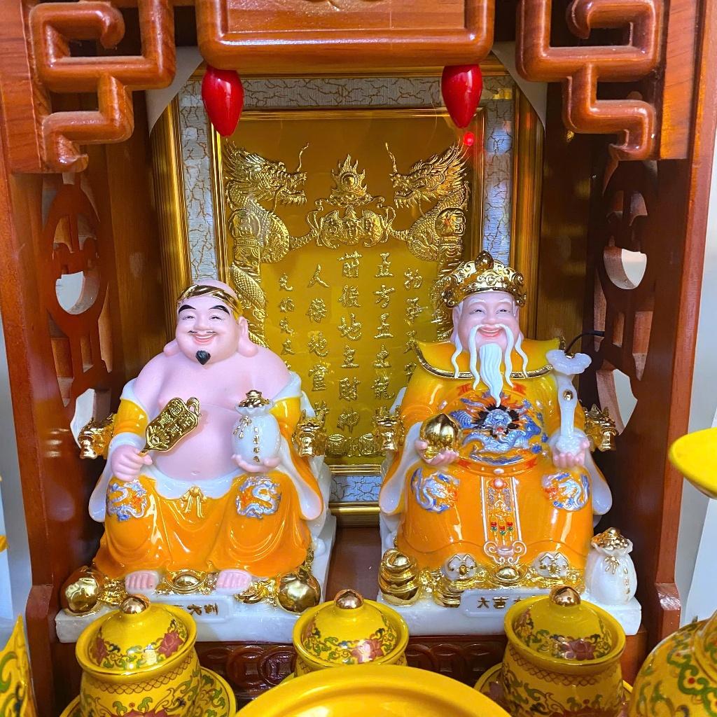 Set ban thần tài men đá vàng RỒNG VIỆT, bộ thờ thần tài đầy đủ cho gia chủ mệnh thổ, kim