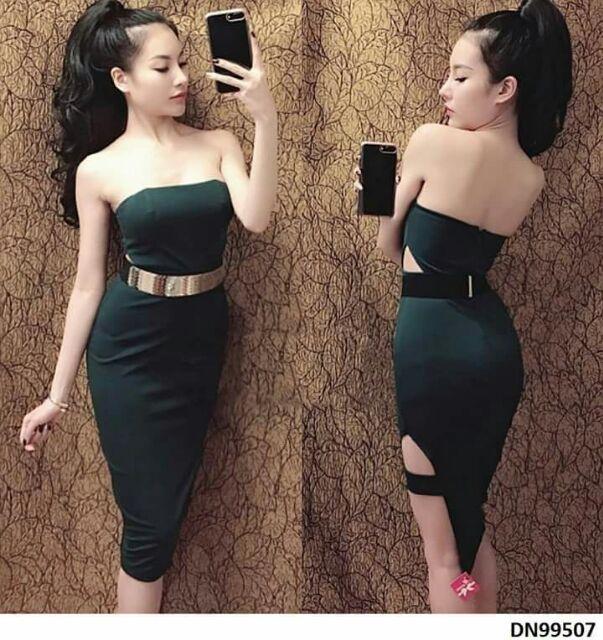 Đầm cúp khoét eo xẻ tà sexy