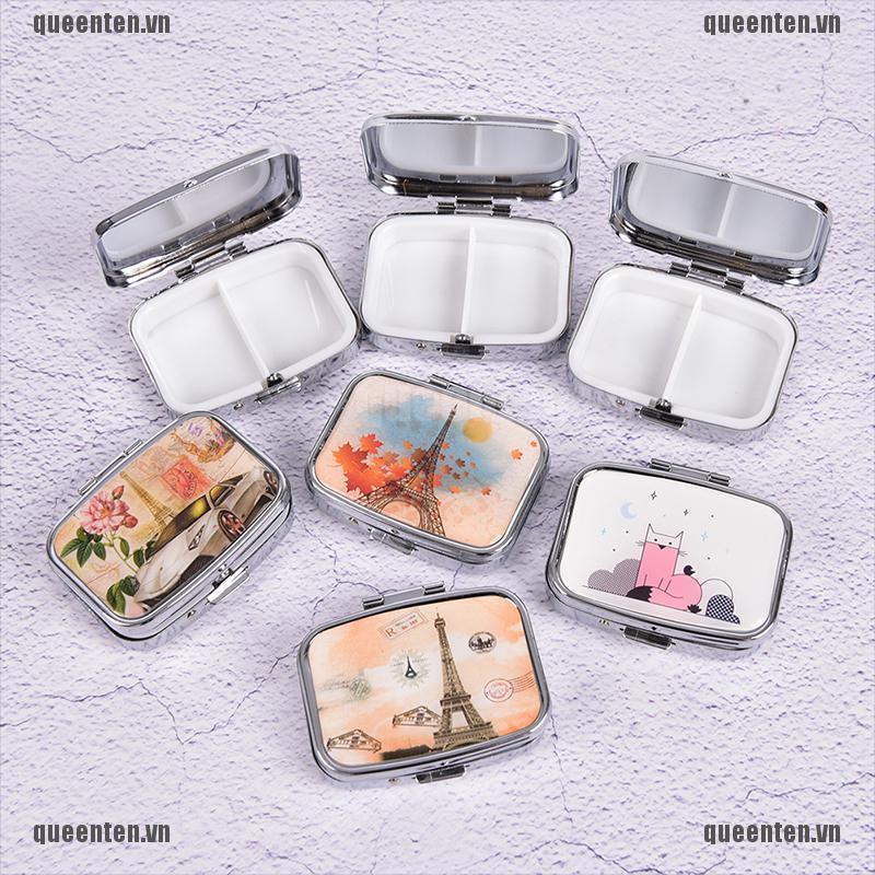 Square Metal Folding case Medicine Organizer Box Storage Container QUVN