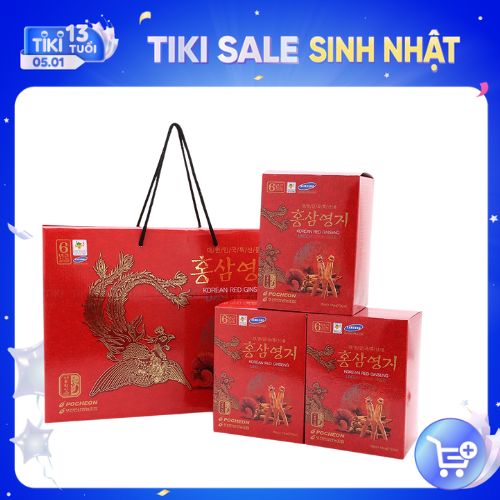 Nước Hồng Sâm Linh Chi Pocheon Hàn Quốc 6 Năm Tuổi (70ml X 30 Gói)