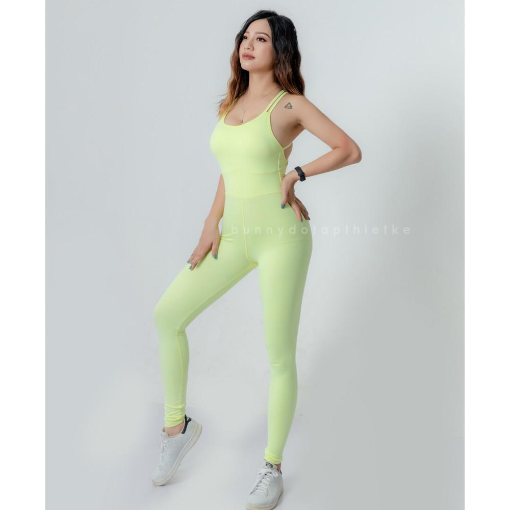 Jumpsuit thể thao tập yoga, gym có mút ngực vải đẹp