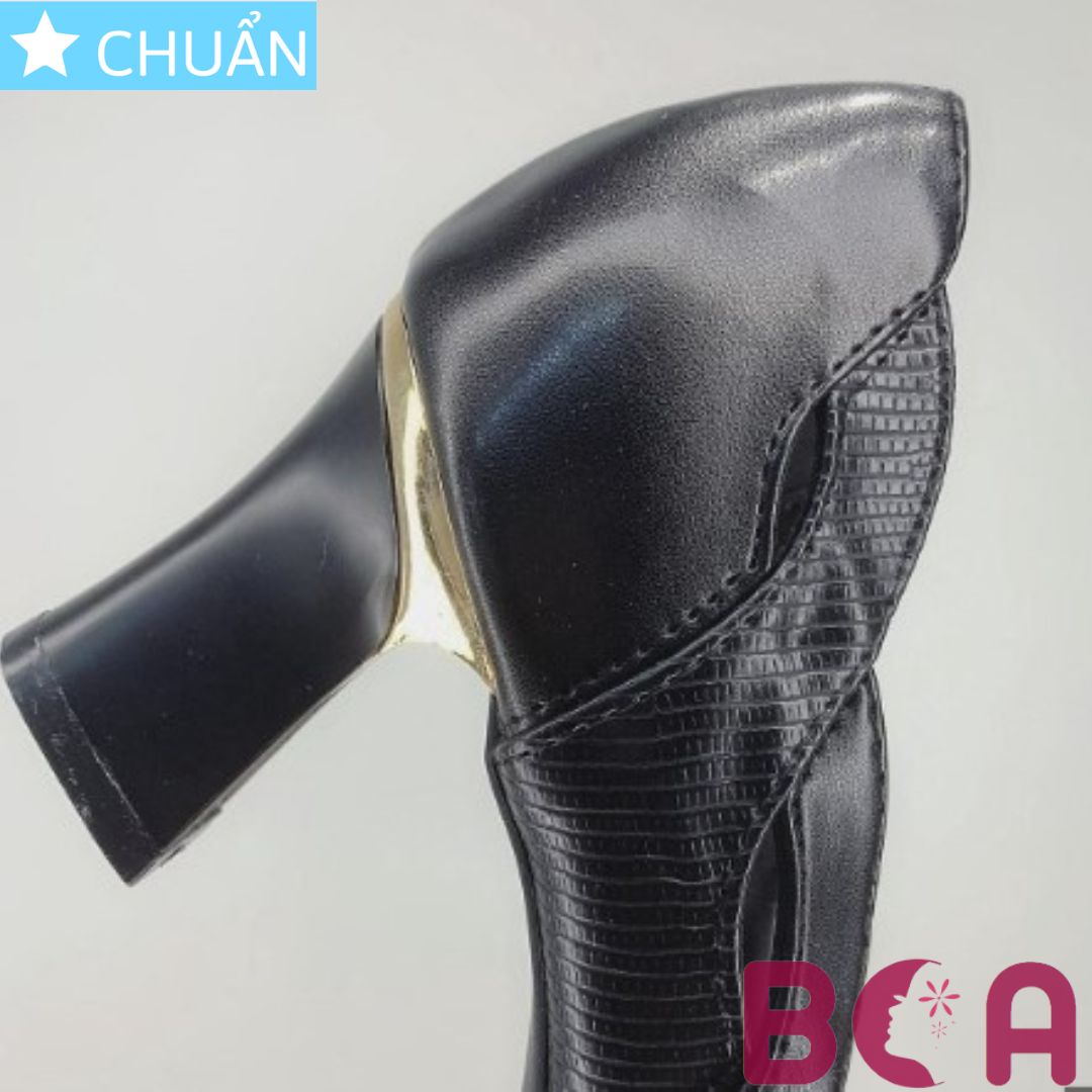 Giày cao gót nữ 5p RO379 ROSATA tại BCASHOP bít mũi, cách điệu họa tiết độc đáo, sành điệu và thời thượng - màu đen