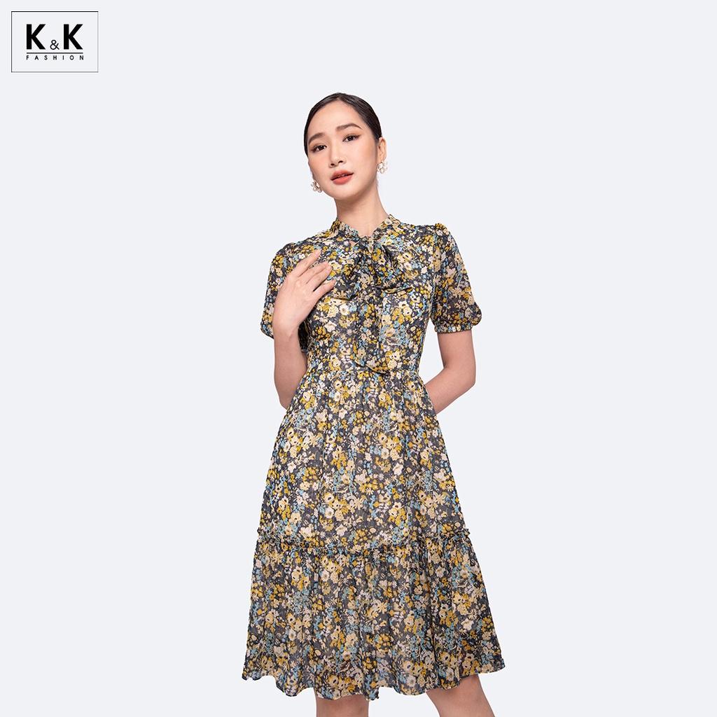 Đầm Hoa Dáng Xòe Đuôi Cá K&amp;K Fashion KK118-24 Chất Liệu Voan Xốp