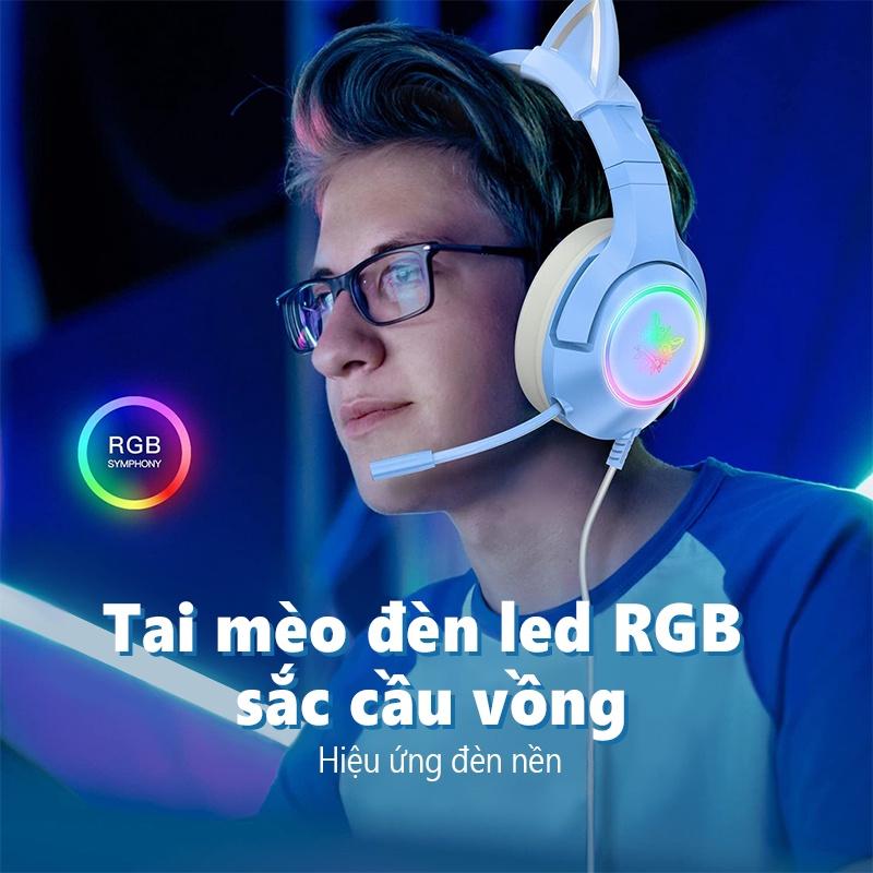 ONIKUMA K9 Tai nghe chơi game chụp tai có mic với tai mèo có thể tháo rời cho điện thoại máy tính xách tay PC/PS4 [Hàng chính hãng]