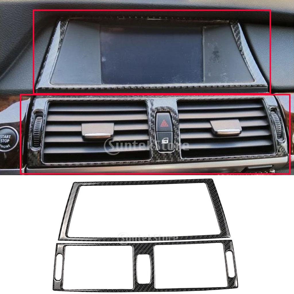 Carbon Fiber Car Air Condition Outlet CD Panel Frame For BMW E70 E71 X5 X6