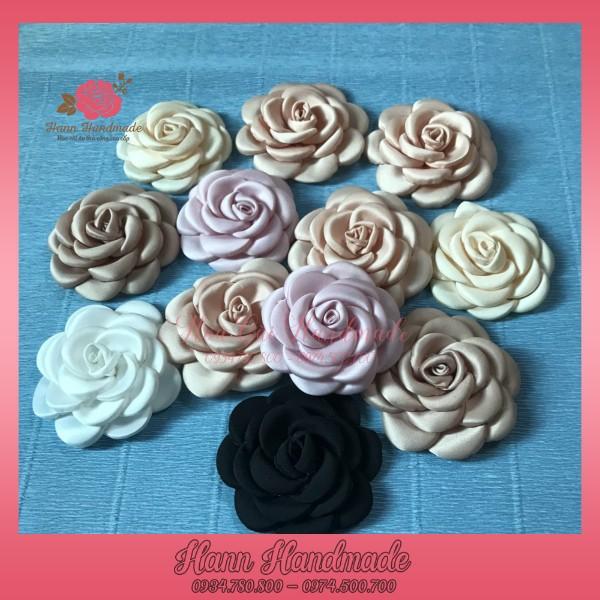 Hoa cài áo, hoa cài handmade 10cm có ghim và trâm cài đủ màu