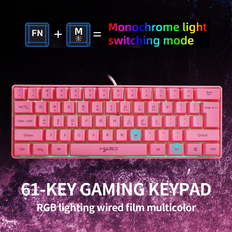 Bàn Phím gaming mini Led RGB V700 pink giả cơ nhỏ gọn - hàng nhập khẩu