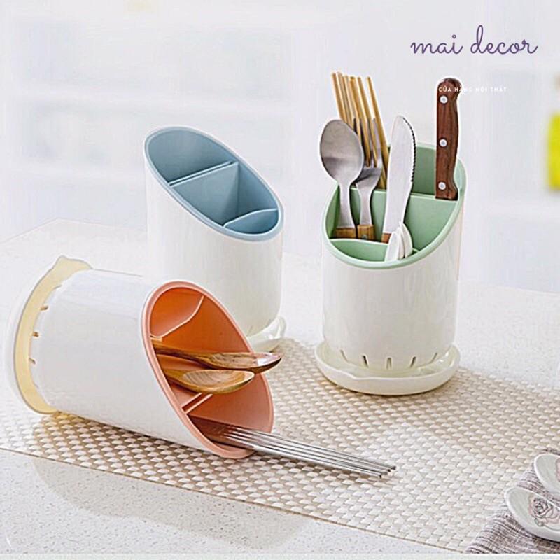 Ống đựng đũa muỗng nhựa PP thoát nước phong cách decor Bắc Âu