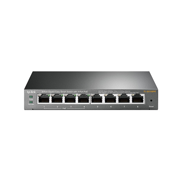 Switch TP-Link TL-SG108PE (Gigabit (1000Mbps)/ 8 Cổng/ Smart Switch/ 4 Cổng PoE/ Vỏ Thép)-hàng chính hãng