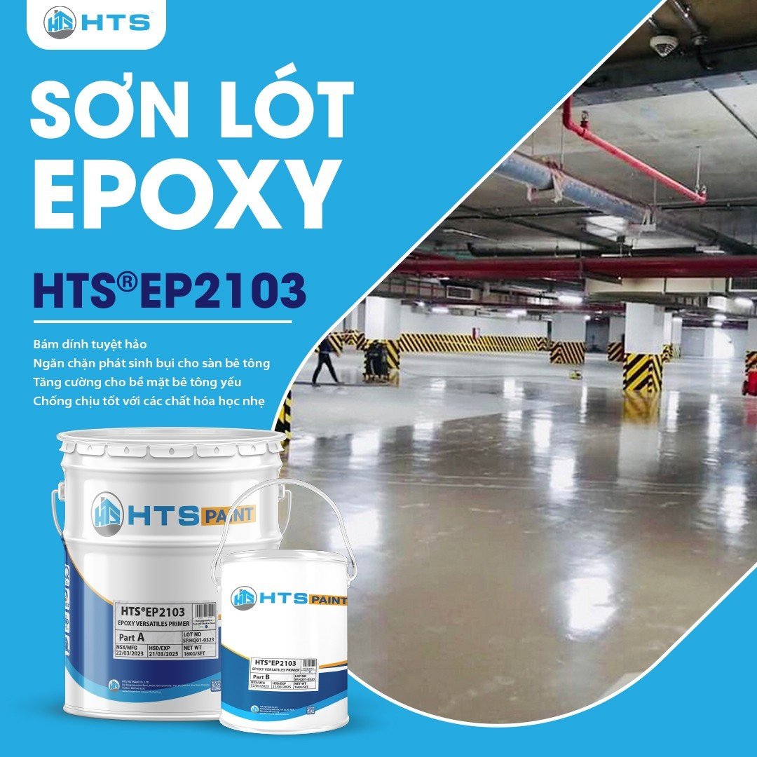 Sơn lót Epoxy Đa năng HTS EP2103 bộ nhỏ 5Kg - Bám dính cao, ngăn phát sinh bụi