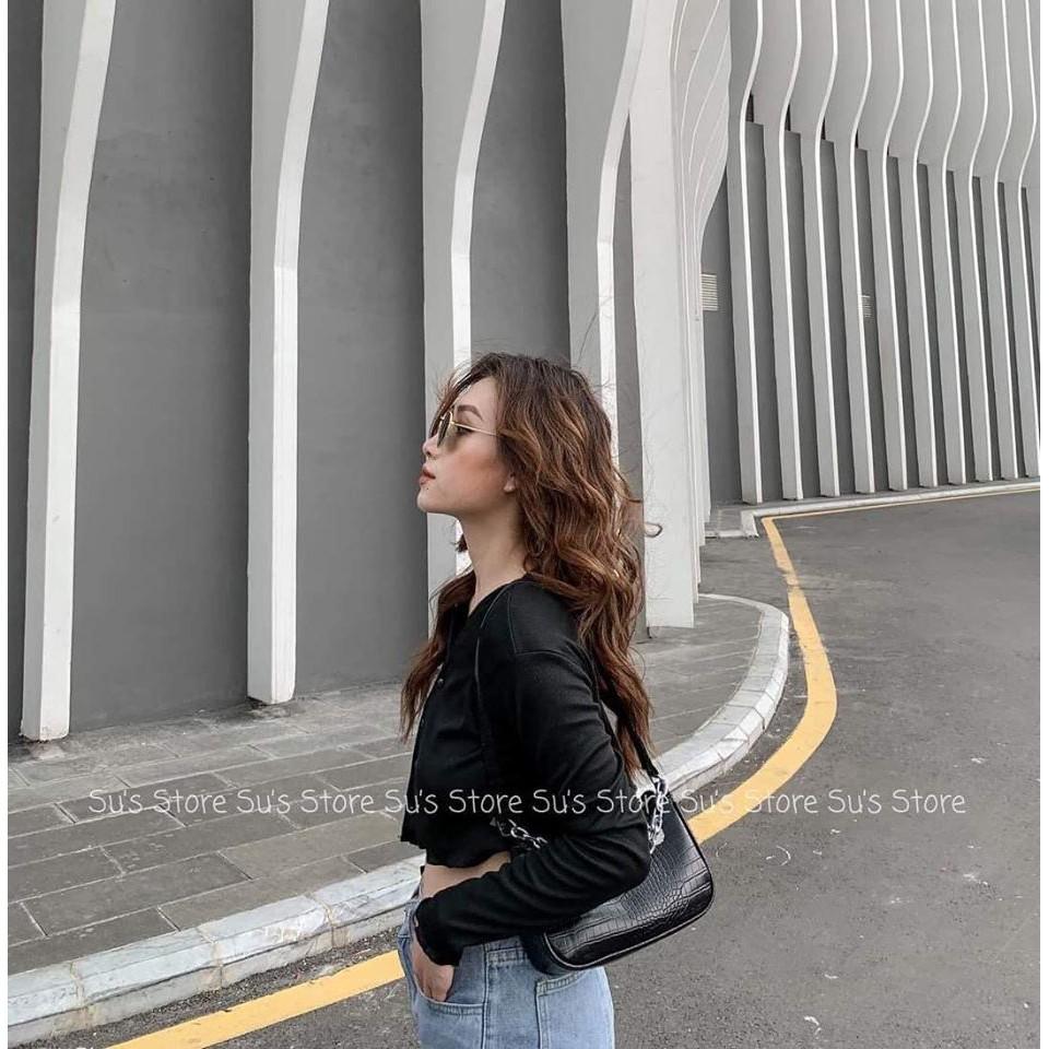 (ảnh thật) ÁO CROPTOP DÀI TAY NĂNG ĐỘNG