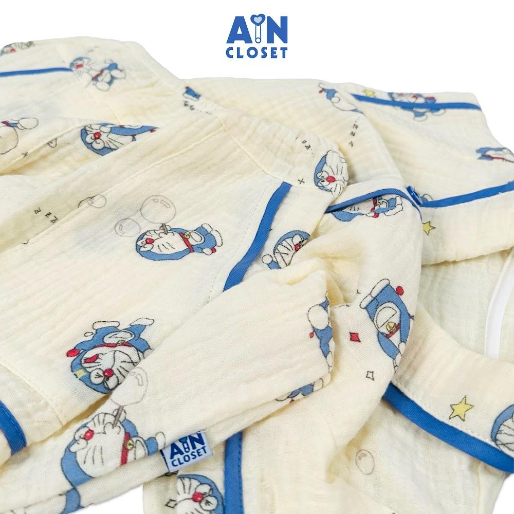 Bộ quần áo Ngắn unisex cho bé họa tiết Doraemon Xanh xô muslin - AICDBTKMBRWT - AIN Closet