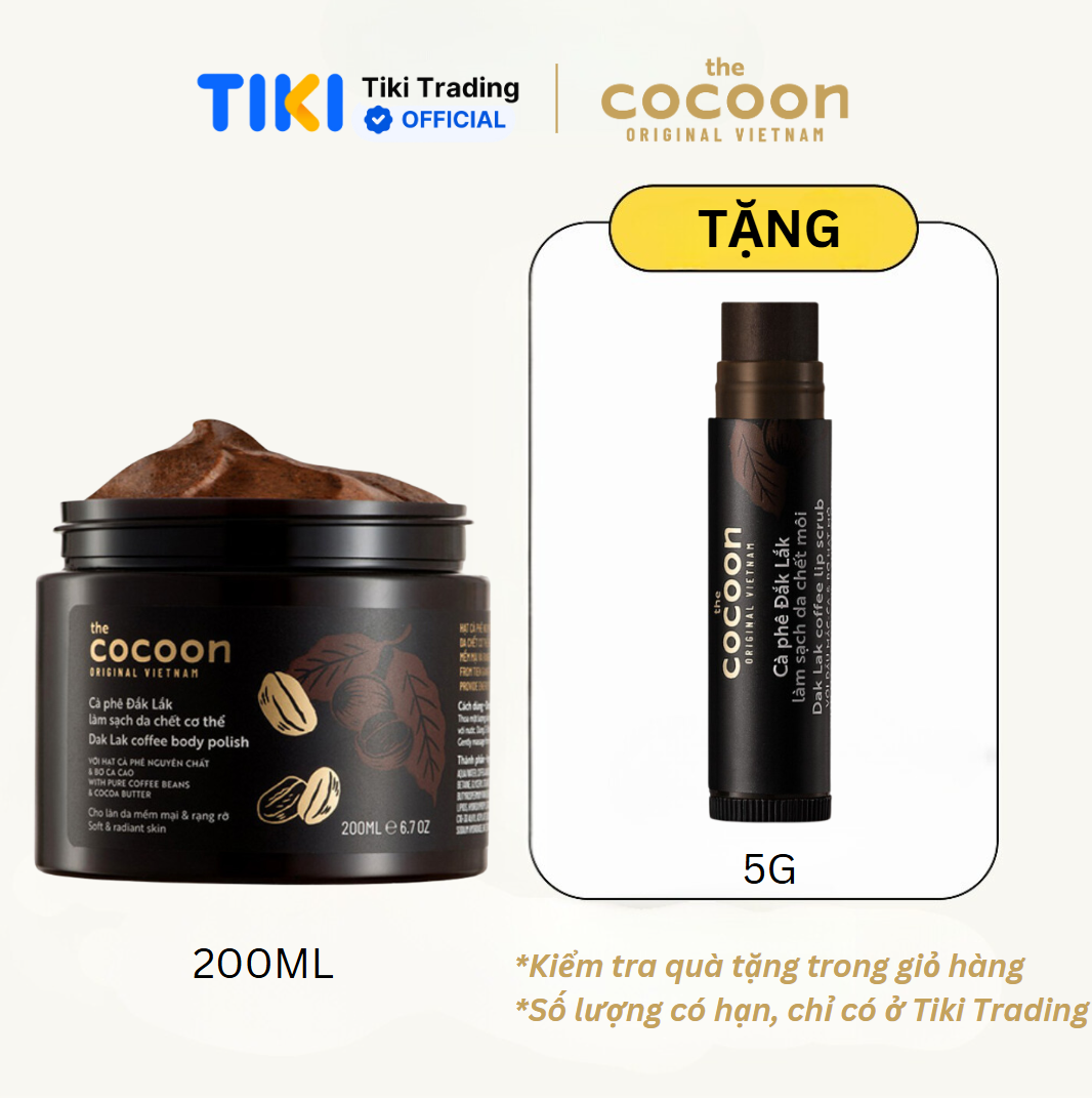 Tẩy da chết cơ thể cà phê Dăk Lăk  Cocoon - Hũ 200ml