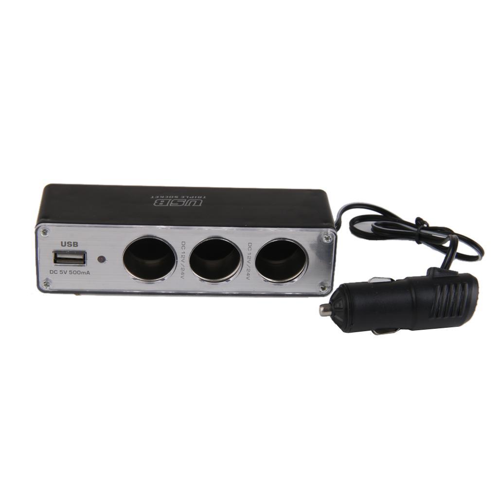 DC 12V USB Port Socket Car Lighter Splitter Adapter Charger