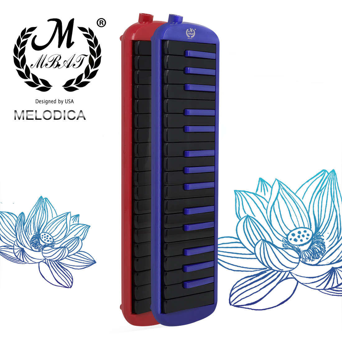 Kèn Melodion, Melodica, Pianica - Mbat KF-32 - Kèn 32 phím cao cấp, túi hộp EVA, nhựa ABS an toàn, màu xanh - Hàng chính hãng