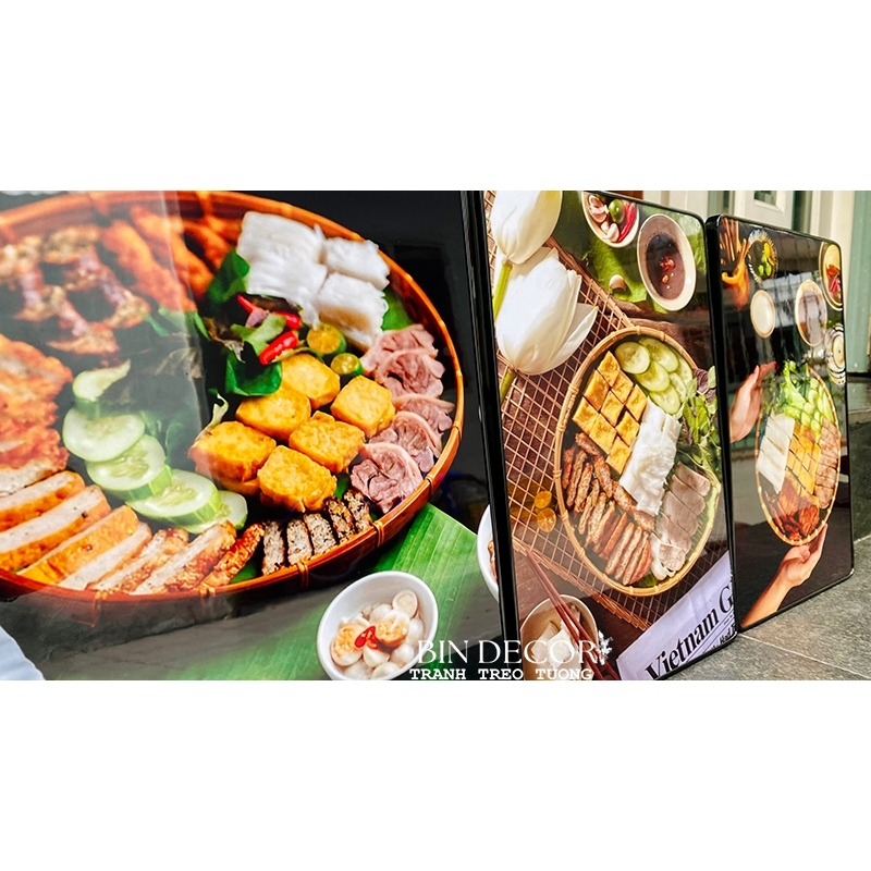 Tranh treo tường tráng gương bún đậu mắm tôm 5 tráng trí quán ăn,nhà hàng(kèm đinh 3 chân)