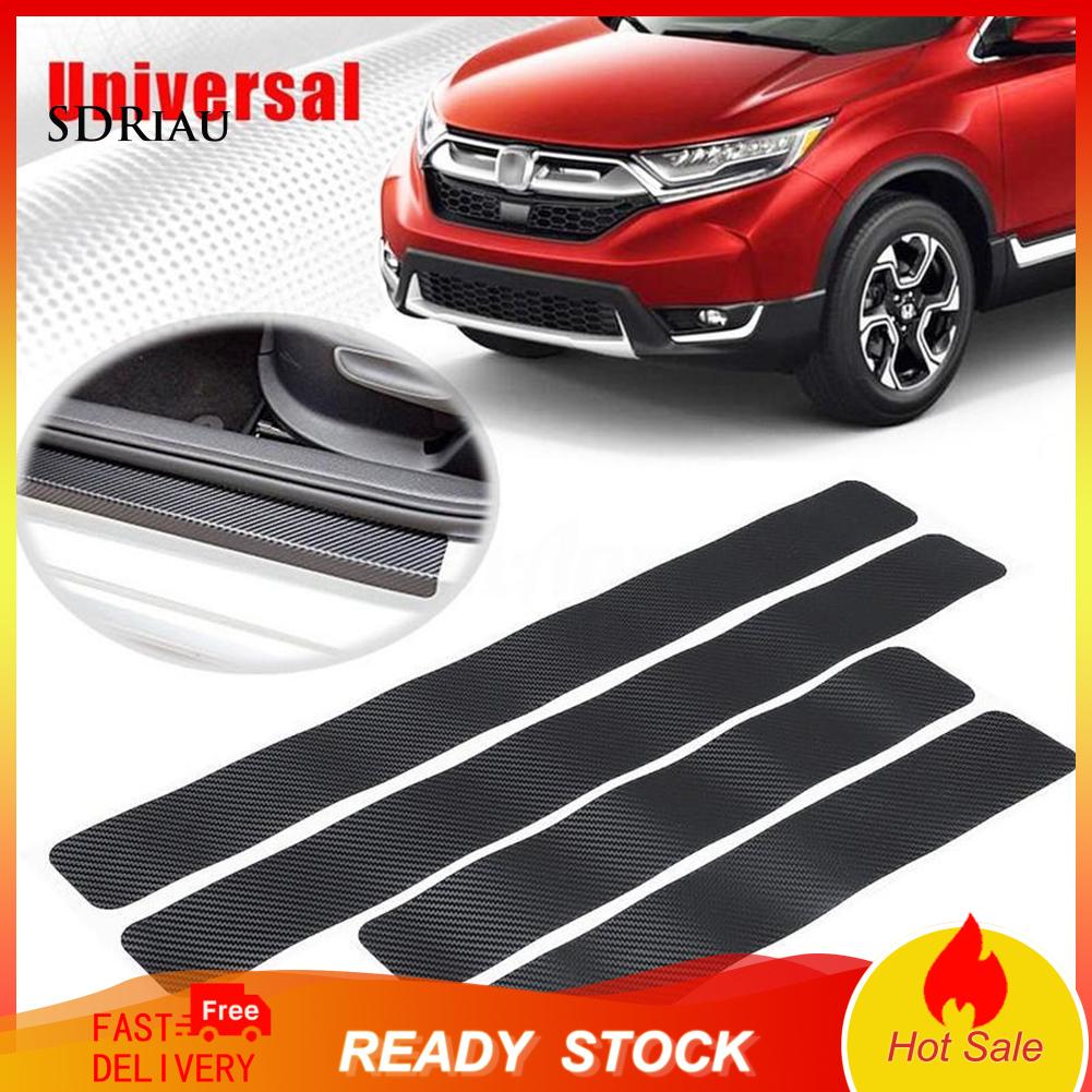 Set 4 Miếng Dán Carbon Bảo Vệ Bàn Đạp Cửa Xe Ô Tô Kèm Phụ Kiện