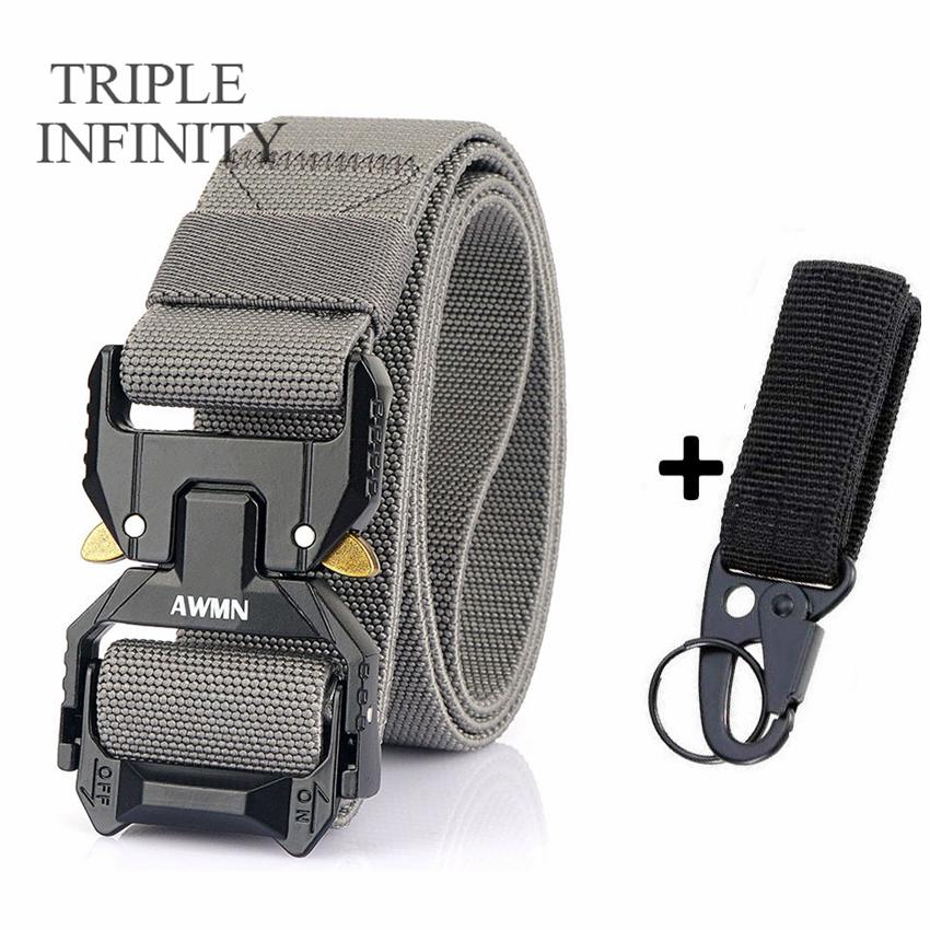 Bộ Ba Vô Cực Mới Thun Quần Jean Nam Dây Ngoài Trời Săn Bắn Khóa Kim Loại Chiến Thuật Dây Đa Chức Năng Nam Dài Vải Bố thắt Lưng