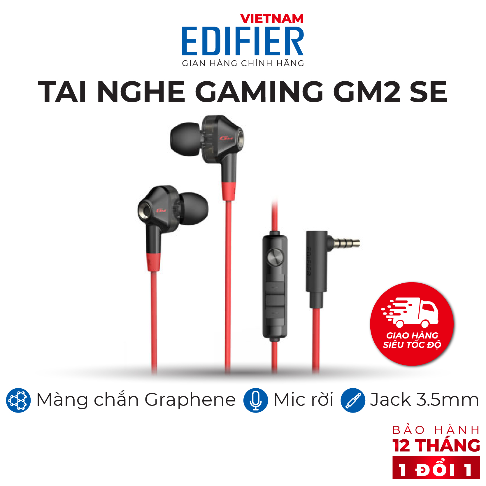 Tai nghe nhét tai gaming EDIFIER GM2 SE Micro chống ồn Âm thanh sống động - Hàng chính hãng