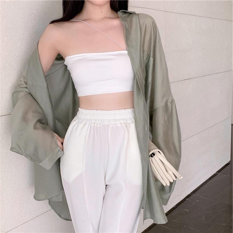Áo sơ mi chất tơ mỏng nhật cao cấp đi biển khoác ngoài sexy quyến rũ thêm trang phục