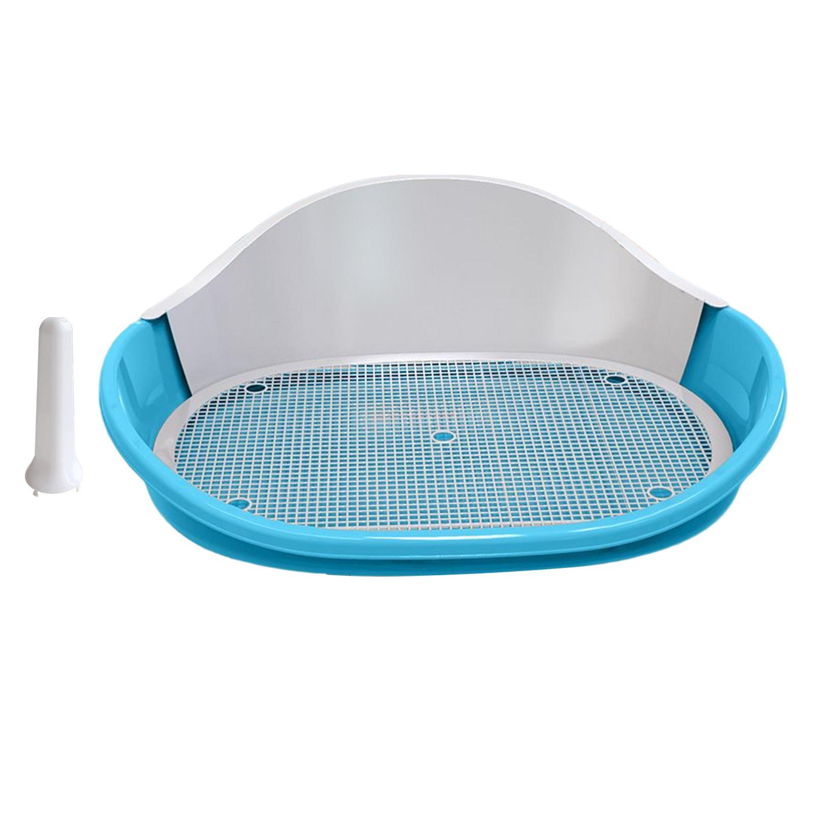 Dog Toilet with Urinary Column Dog Litter Tray Mesh Grids Potty Trainer Blue