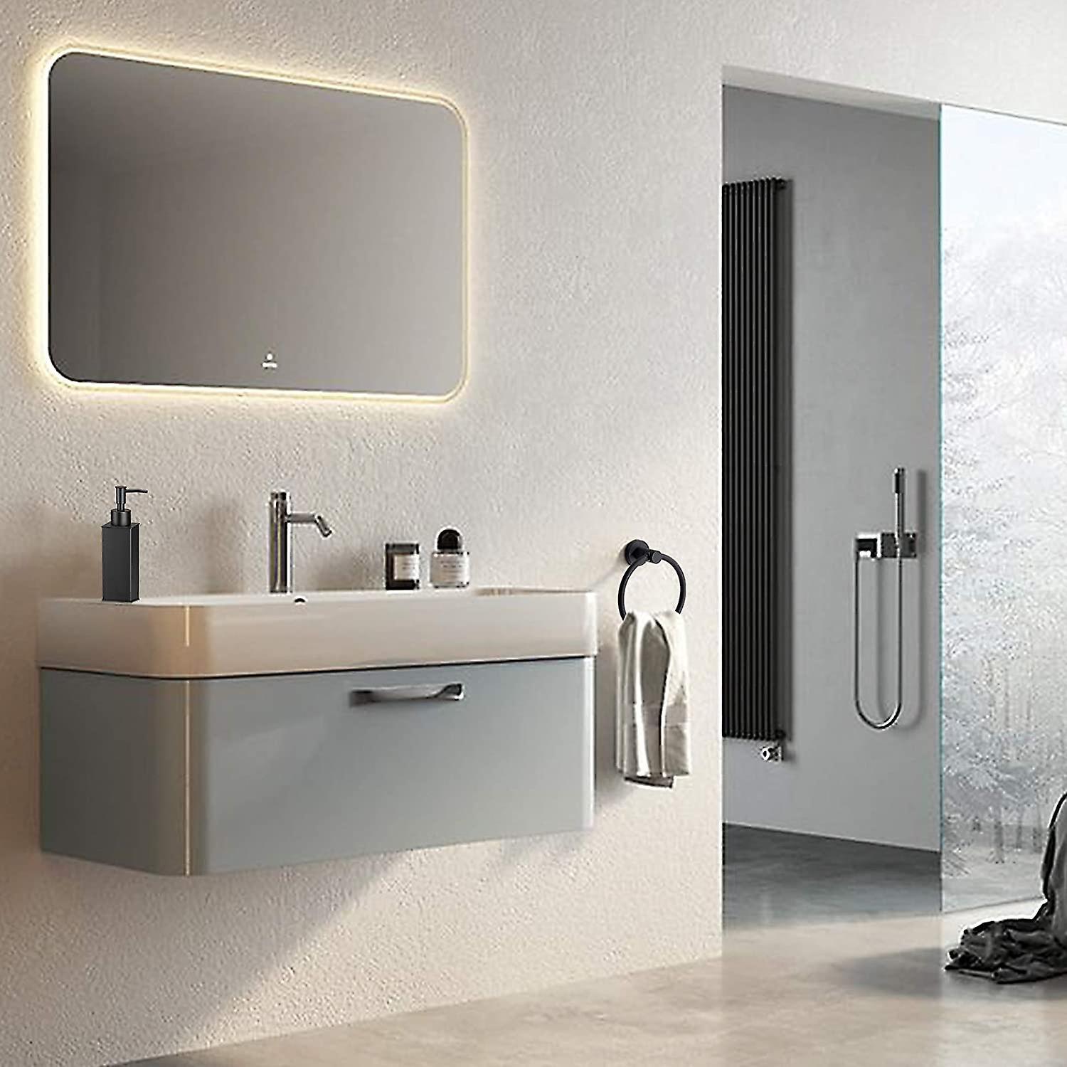 Vòng khăn treo tường màu đen, giá đỡ khăn cao su bằng thép không gỉ tròn 304 cho phòng tắm