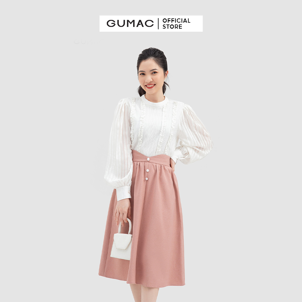 Chân váy xòe GUMAC VB11015 phối nút