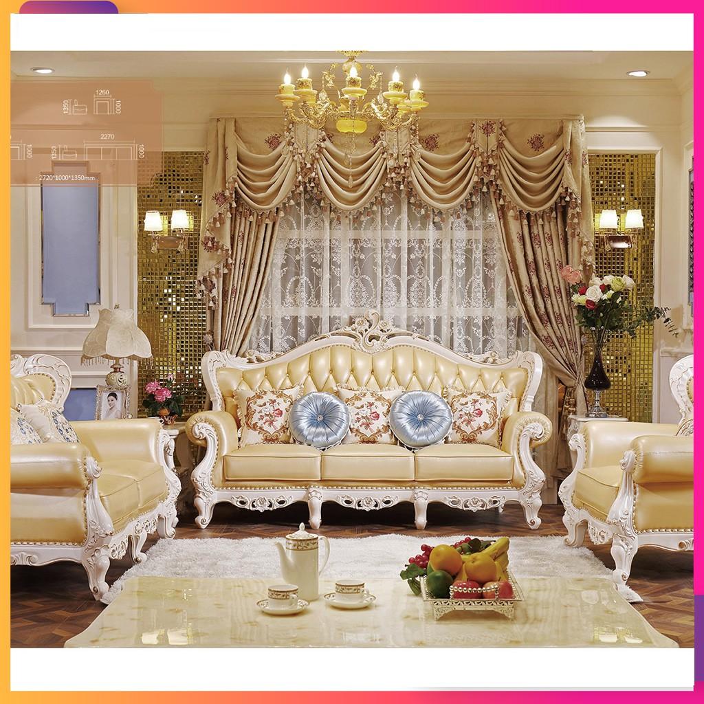 Sofa tân cổ điển hoàng gia gỗ thịt bọc da bò nguyên miếng – xứng tầm đẳng cấp cho nhà Lâu Đài, Siêu Biệt Thự