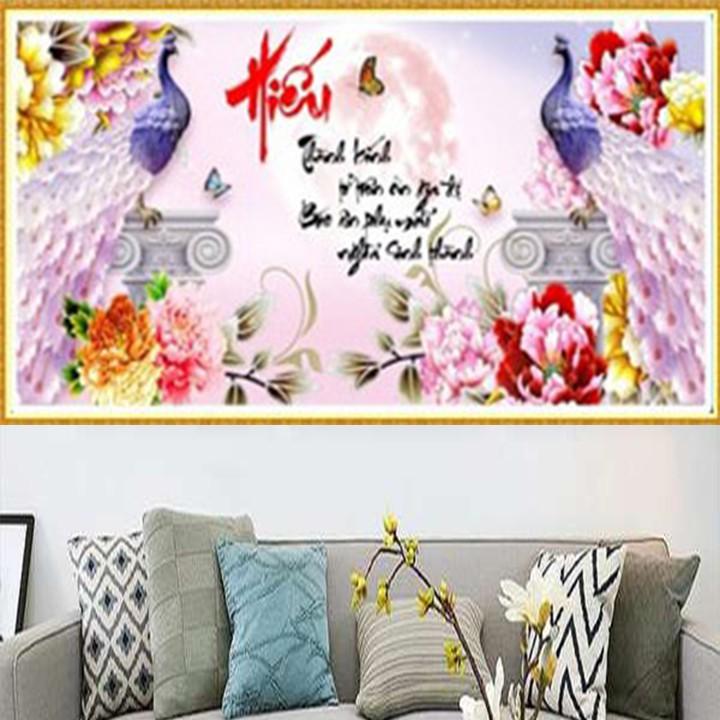 Tranh thêu chữ hiếu công tím LV3205 - kích thước: 79 *43cm.