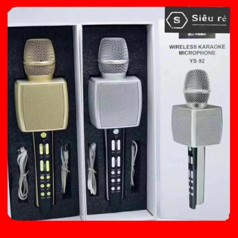 Micro Karaoke Buetooth Không Dây YS 92 Hàng Cao Cấp - Âm Thanh Sống Động - livestream- thu Âm (PD465604)