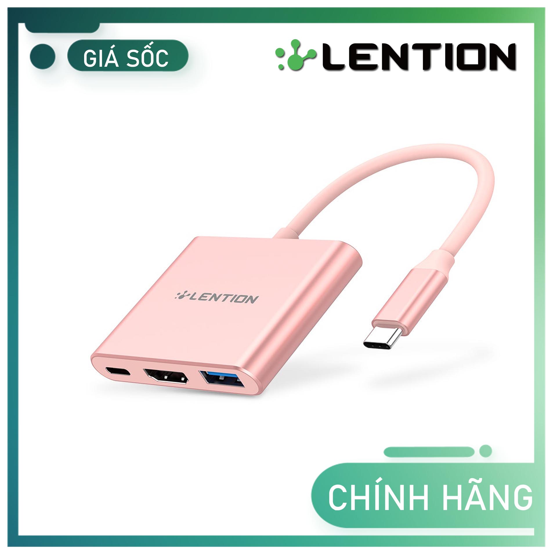 Bộ chuyển đổi USB-C 3 trong 1 Lention C14H Hàng Chính Hãng